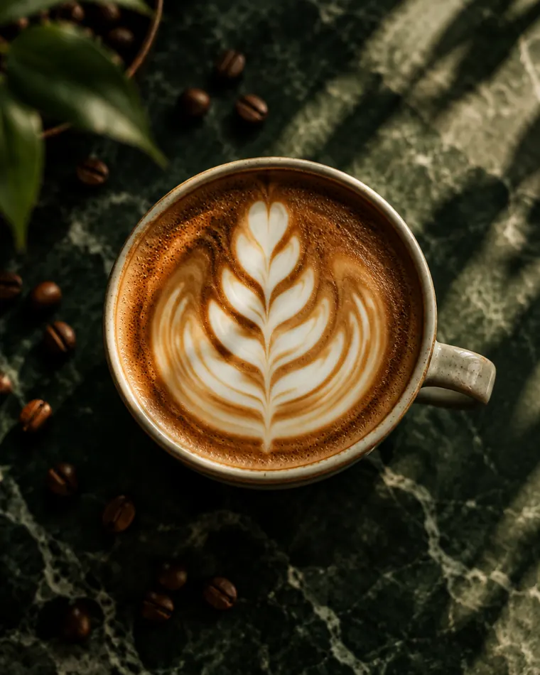 Cappuccino with leaf latte art