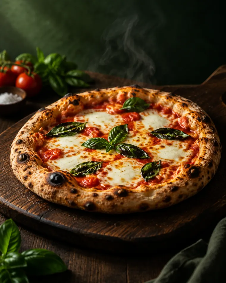 Fresh-dough Margherita pizza